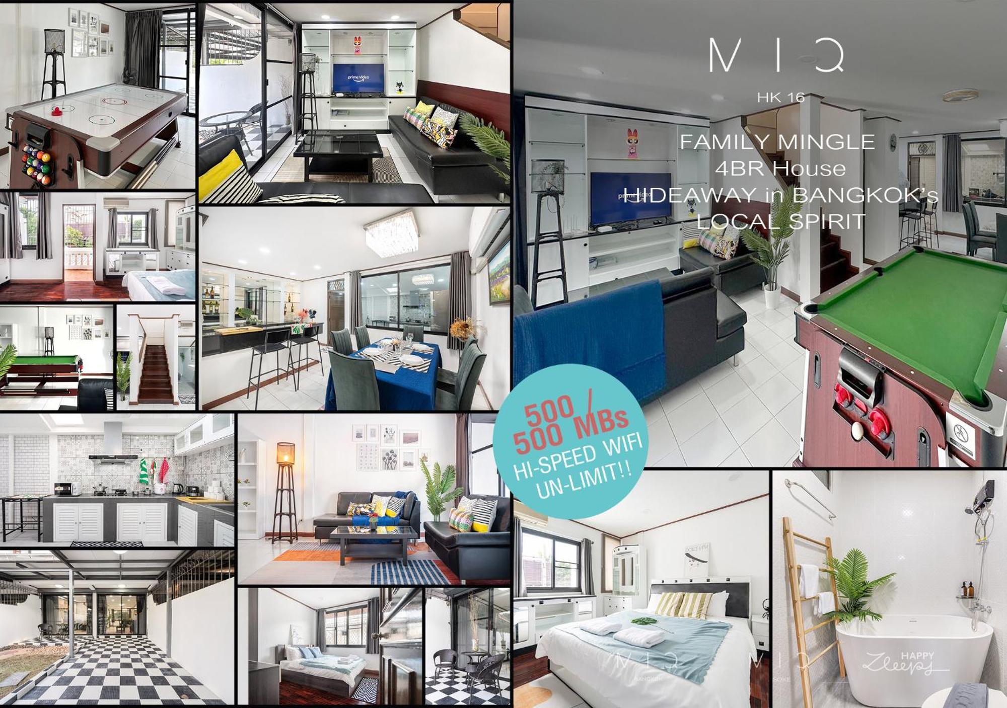 Miq Hk16 - 3br Huai Khwang Mrt With Pool Table Near Jodd Fair Villa Bangkok